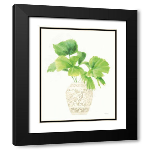 Palm Chinoiserie IV Cream Black Modern Wood Framed Art Print with Double Matting by Nai, Danhui