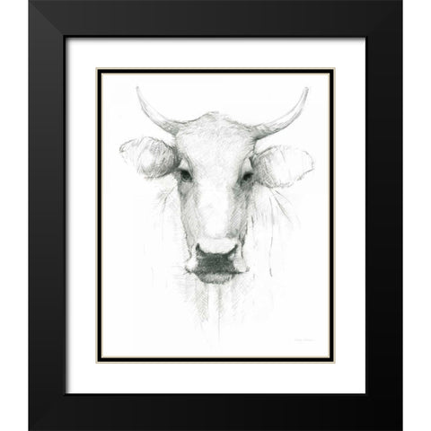 Cow Sketch Black Modern Wood Framed Art Print with Double Matting by Tillmon, Avery