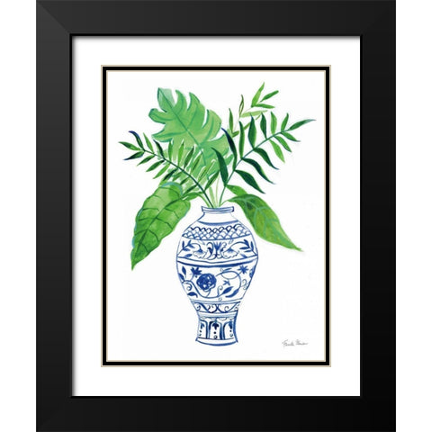 Elegant Chinoiserie I White Black Modern Wood Framed Art Print with Double Matting by Zaman, Farida