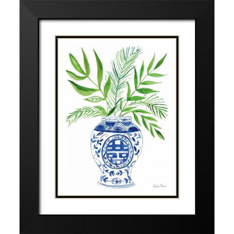 Elegant Chinoiserie II White Black Modern Wood Framed Art Print with Double Matting by Zaman, Farida