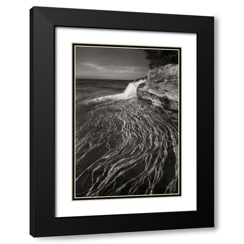 Pictured Rocks Michigan I BW Black Modern Wood Framed Art Print with Double Matting by Majchrowicz, Alan