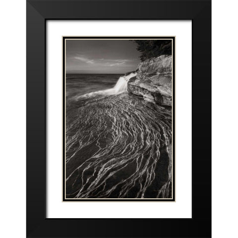Pictured Rocks Michigan I BW Black Modern Wood Framed Art Print with Double Matting by Majchrowicz, Alan