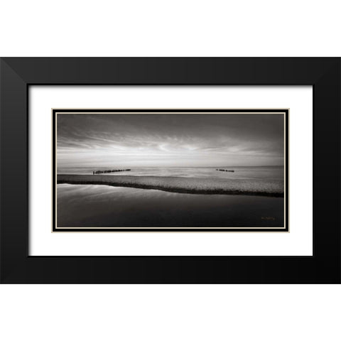Lake Superior Beach IV BW Black Modern Wood Framed Art Print with Double Matting by Majchrowicz, Alan