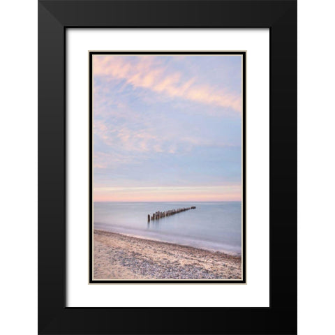 Lake Superior Old Pier I Black Modern Wood Framed Art Print with Double Matting by Majchrowicz, Alan