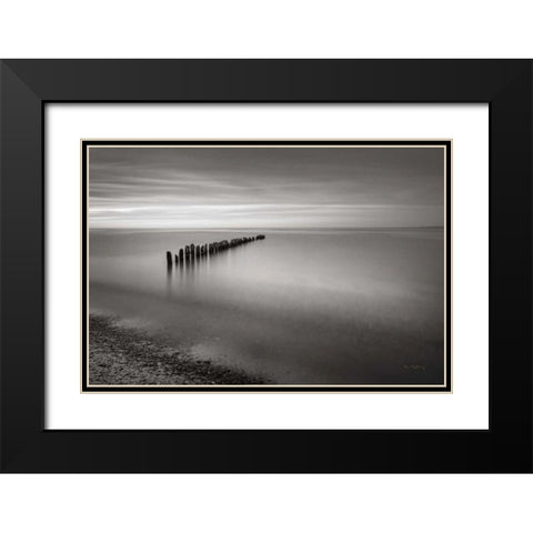 Lake Superior Old Pier V Black Modern Wood Framed Art Print with Double Matting by Majchrowicz, Alan