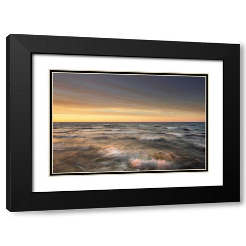 Lake Superior Waves Black Modern Wood Framed Art Print with Double Matting by Majchrowicz, Alan