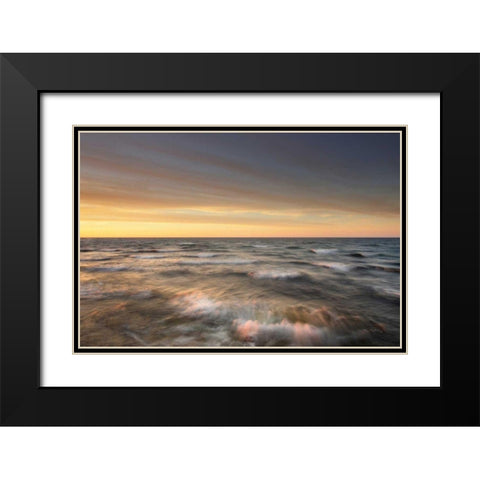 Lake Superior Waves Black Modern Wood Framed Art Print with Double Matting by Majchrowicz, Alan