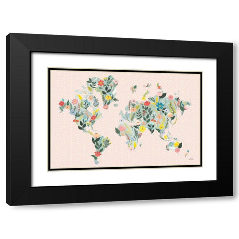Wild Garden World Blush Black Modern Wood Framed Art Print with Double Matting by Marshall, Laura