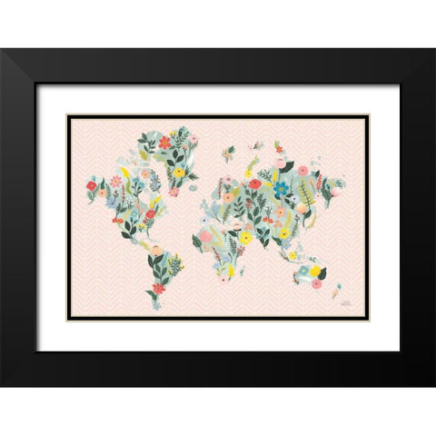 Wild Garden World Blush Black Modern Wood Framed Art Print with Double Matting by Marshall, Laura