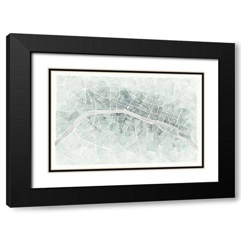 Watercolor Wanderlust Paris Mint Black Modern Wood Framed Art Print with Double Matting by Marshall, Laura