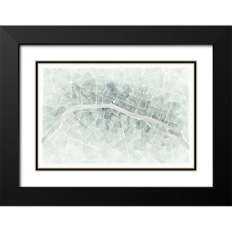 Watercolor Wanderlust Paris Mint Black Modern Wood Framed Art Print with Double Matting by Marshall, Laura