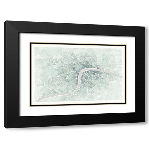 Watercolor Wanderlust London Mint Black Modern Wood Framed Art Print with Double Matting by Marshall, Laura