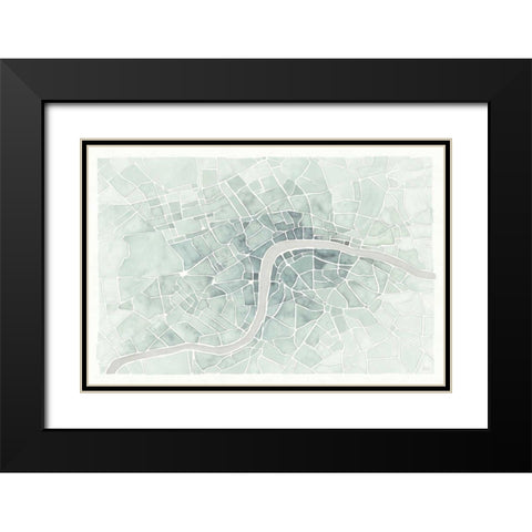 Watercolor Wanderlust London Mint Black Modern Wood Framed Art Print with Double Matting by Marshall, Laura