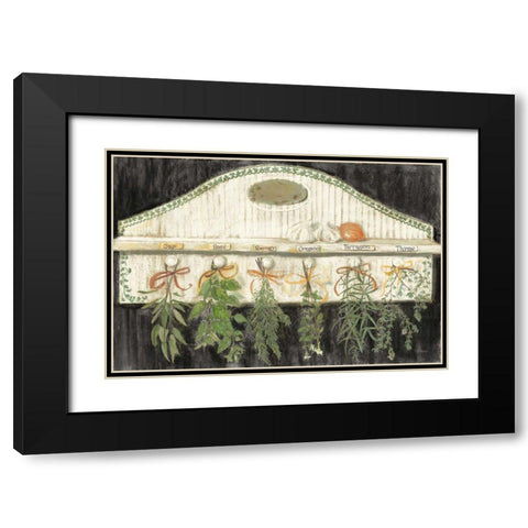 Herbs on Pegs Black Black Modern Wood Framed Art Print with Double Matting by Rowan, Carol