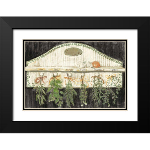 Herbs on Pegs Black Black Modern Wood Framed Art Print with Double Matting by Rowan, Carol
