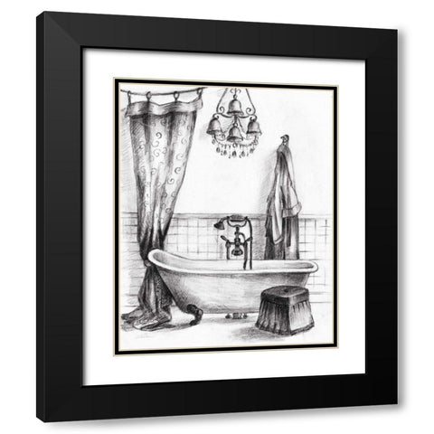 Elegant Bath II BW Crop Black Modern Wood Framed Art Print with Double Matting by Vassileva, Silvia