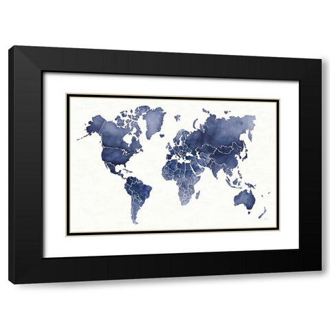 Watercolor Wanderlust Indigo Black Modern Wood Framed Art Print with Double Matting by Marshall, Laura