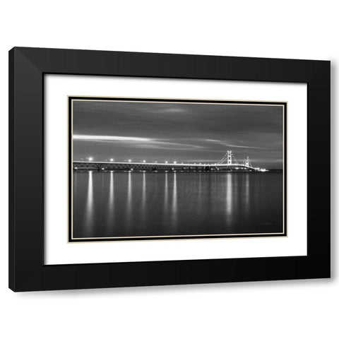 Mackinac Bridge BW Black Modern Wood Framed Art Print with Double Matting by Majchrowicz, Alan