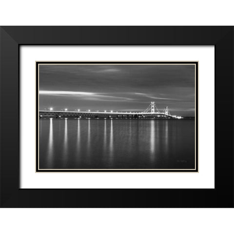 Mackinac Bridge BW Black Modern Wood Framed Art Print with Double Matting by Majchrowicz, Alan