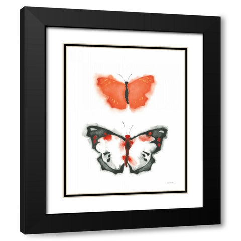 Watercolor Butterflies III Black Modern Wood Framed Art Print with Double Matting by Novak, Shirley