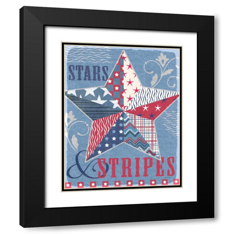 Stars and Stripes Star Dark Black Modern Wood Framed Art Print with Double Matting by Grove, Beth