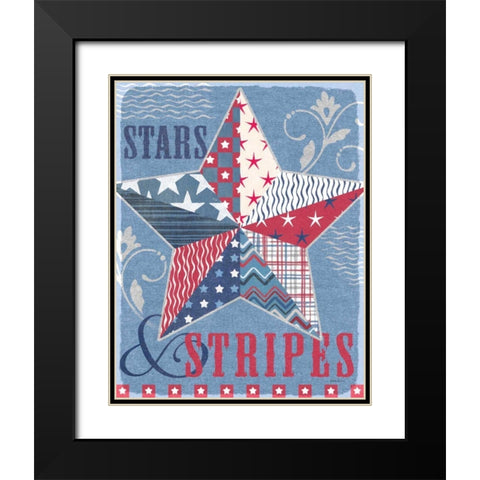 Stars and Stripes Star Dark Black Modern Wood Framed Art Print with Double Matting by Grove, Beth