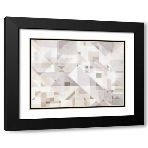 Try Angles I Neutral Sage Black Modern Wood Framed Art Print with Double Matting by Nai, Danhui