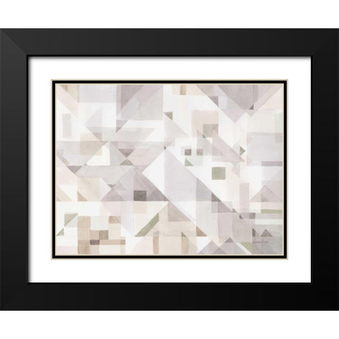 Try Angles I Neutral Sage Black Modern Wood Framed Art Print with Double Matting by Nai, Danhui