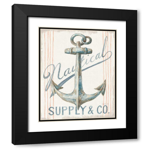 Floursack Nautical V Black Modern Wood Framed Art Print with Double Matting by Nai, Danhui