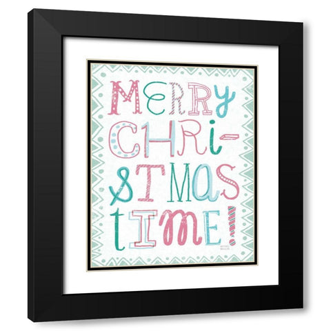 Merry Christmastime Vintage Black Modern Wood Framed Art Print with Double Matting by Mullan, Michael