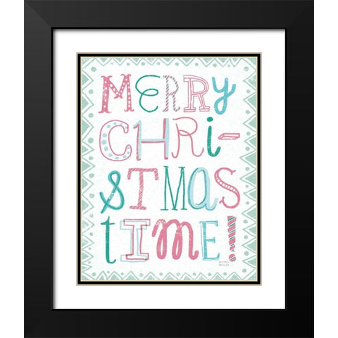 Merry Christmastime Vintage Black Modern Wood Framed Art Print with Double Matting by Mullan, Michael