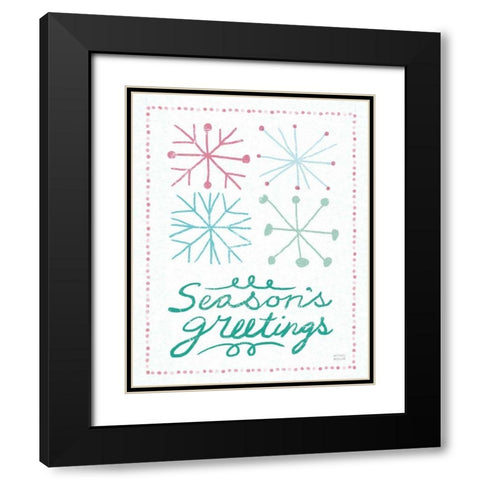 Merry Christmastime Snow Flake Vintage Black Modern Wood Framed Art Print with Double Matting by Mullan, Michael