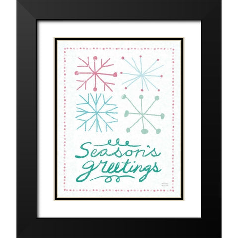 Merry Christmastime Snow Flake Vintage Black Modern Wood Framed Art Print with Double Matting by Mullan, Michael