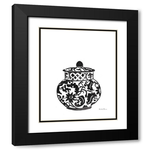 Chinoiserie II v2 Black Black Modern Wood Framed Art Print with Double Matting by Zaman, Farida