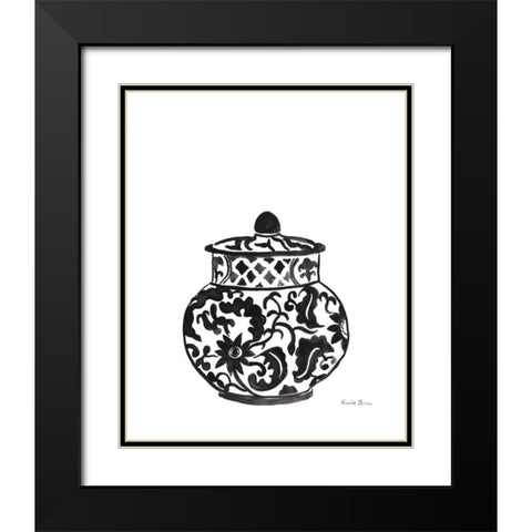 Chinoiserie II v2 Black Black Modern Wood Framed Art Print with Double Matting by Zaman, Farida