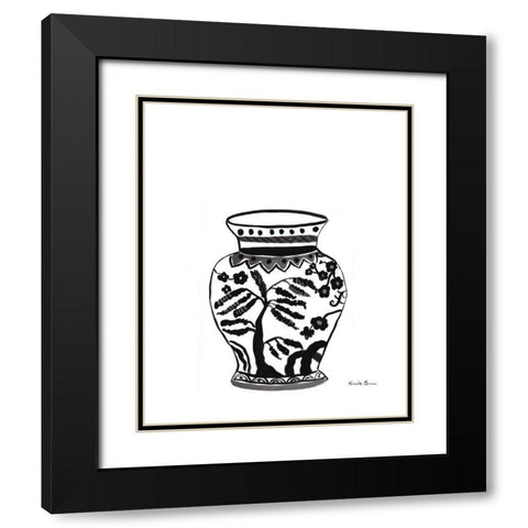 Chinoiserie IV v2 Black Black Modern Wood Framed Art Print with Double Matting by Zaman, Farida