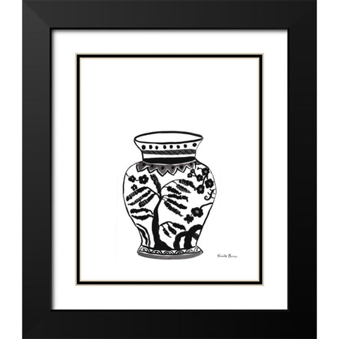 Chinoiserie IV v2 Black Black Modern Wood Framed Art Print with Double Matting by Zaman, Farida
