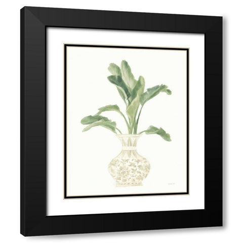 Palm Chinoiserie I Sage Black Modern Wood Framed Art Print with Double Matting by Nai, Danhui