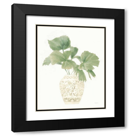 Palm Chinoiserie IV Sage Black Modern Wood Framed Art Print with Double Matting by Nai, Danhui