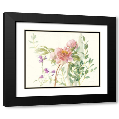 Flourish I Light Pink Crop Black Modern Wood Framed Art Print with Double Matting by Nai, Danhui