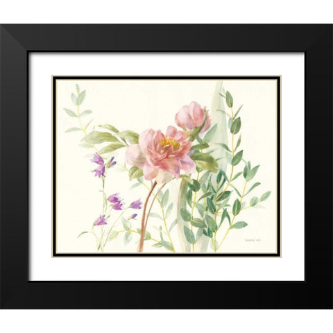 Flourish I Light Pink Crop Black Modern Wood Framed Art Print with Double Matting by Nai, Danhui