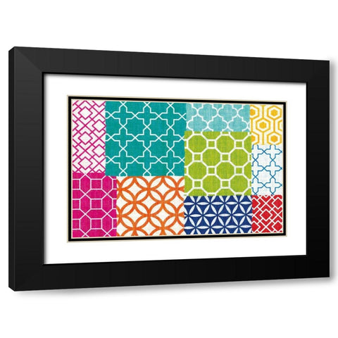 Bright Lattice Tile Patchwork Black Modern Wood Framed Art Print with Double Matting by Mullan, Michael