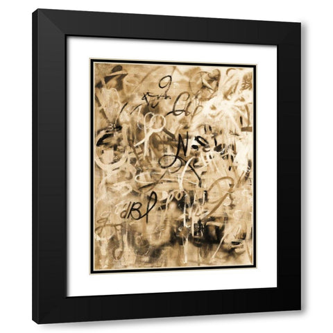 Graffiti Freedom Sepia Black Modern Wood Framed Art Print with Double Matting by Nai, Danhui