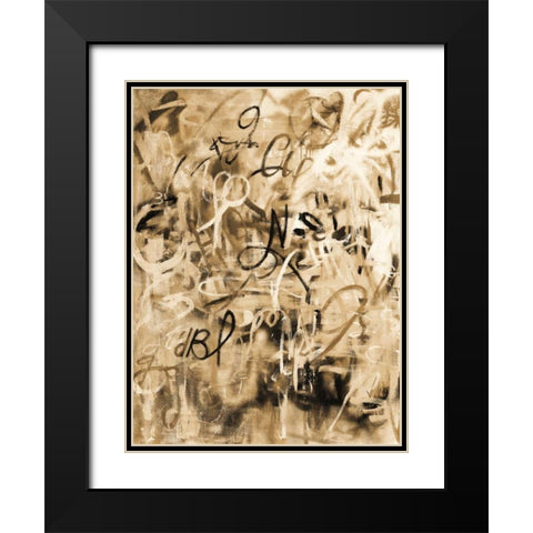 Graffiti Freedom Sepia Black Modern Wood Framed Art Print with Double Matting by Nai, Danhui