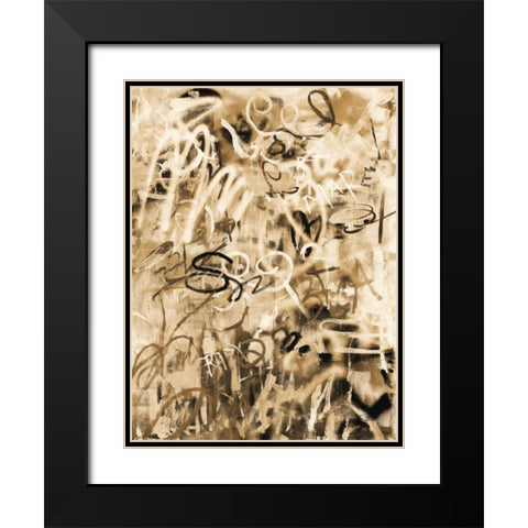 Graffiti Love Sepia Black Modern Wood Framed Art Print with Double Matting by Nai, Danhui