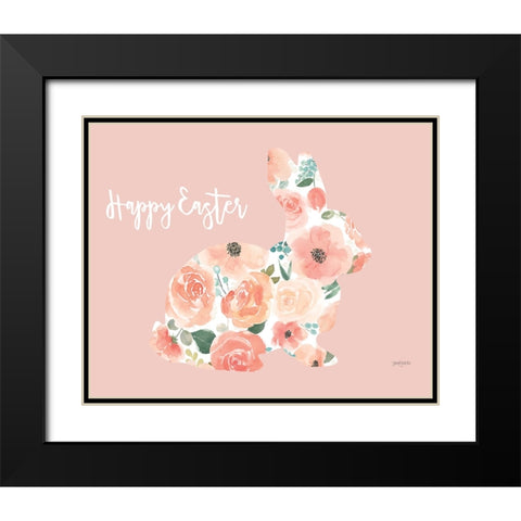 Blooming Delight Bunny III Black Modern Wood Framed Art Print with Double Matting by Jackson, Jenaya