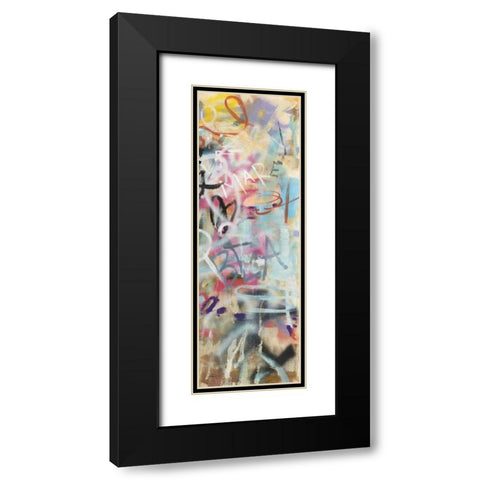 Graffiti Love Panel II Black Modern Wood Framed Art Print with Double Matting by Nai, Danhui