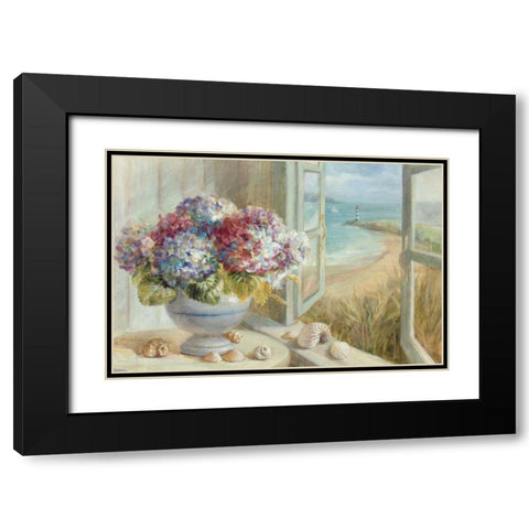 Coastal Hydrangea WAG Black Modern Wood Framed Art Print with Double Matting by Nai, Danhui