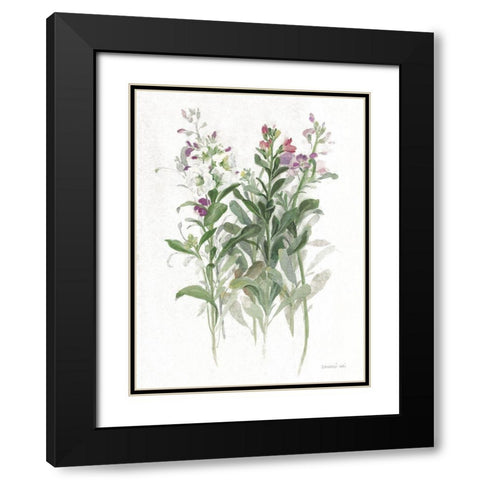 Sprigs of June I White Black Modern Wood Framed Art Print with Double Matting by Nai, Danhui