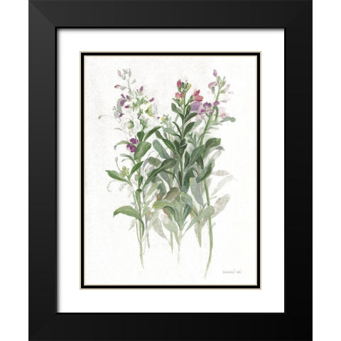 Sprigs of June I White Black Modern Wood Framed Art Print with Double Matting by Nai, Danhui